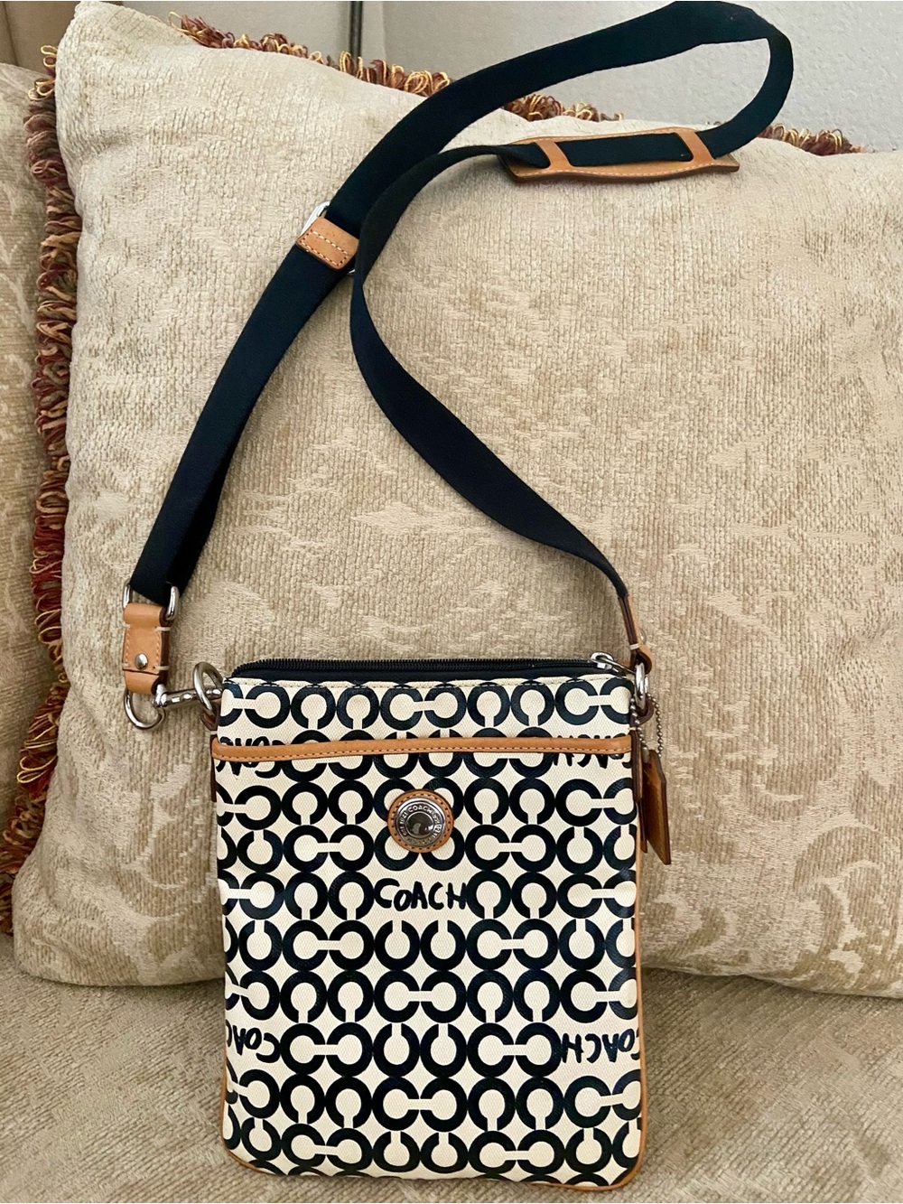 Coach Small Crossbody with Light Blue Interior and Leather Creed Patch
